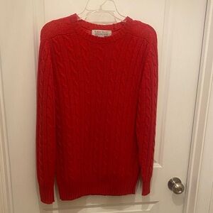 Karen Scott Bright Red Cable-Knit Crewneck Sweater